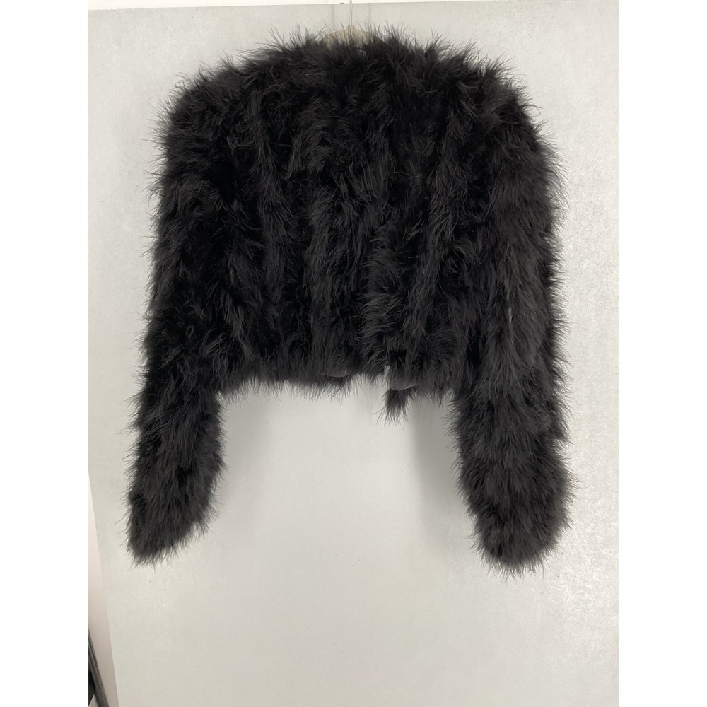 Bubish Luxe Womens Feather Jacket Black Marabou Bolero Shrug M/L - Picture 3 of 7